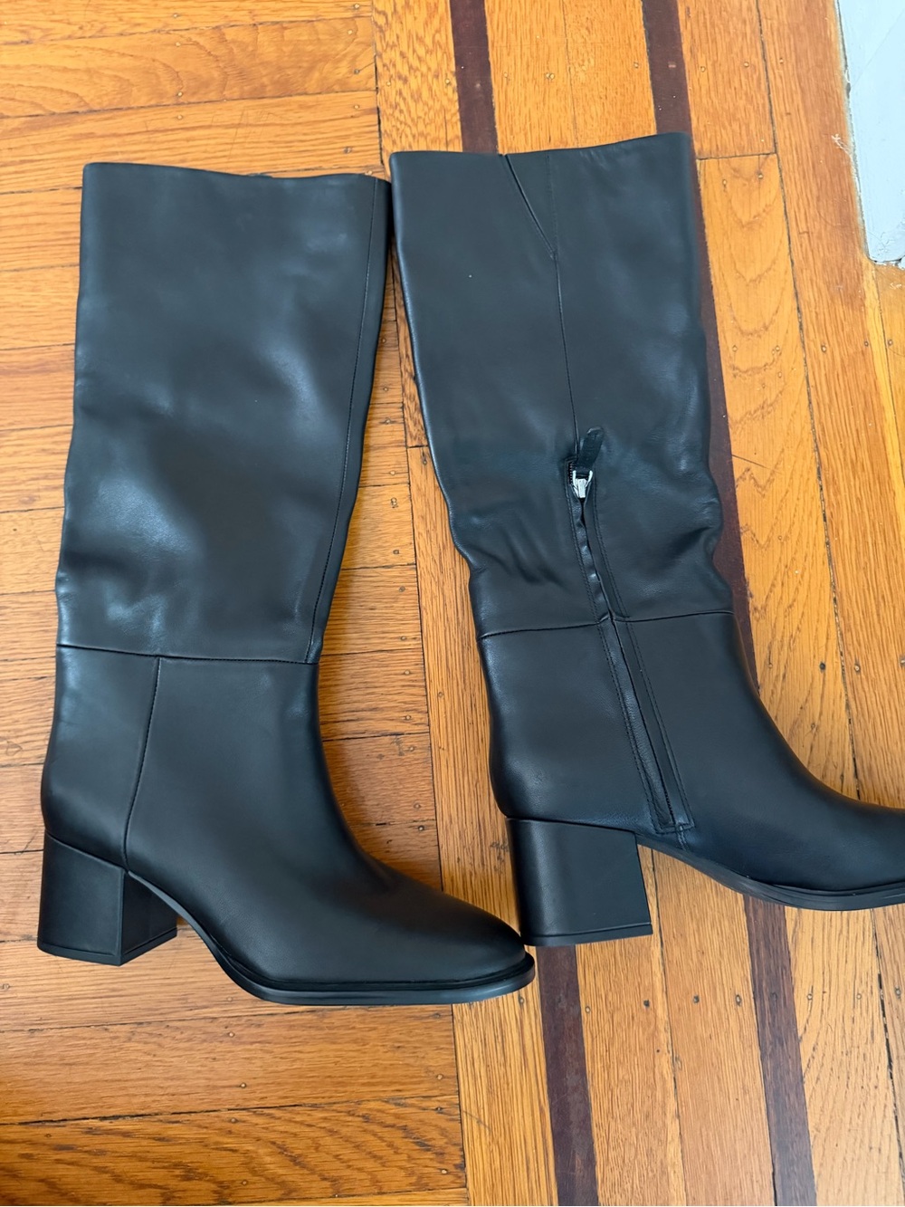 Nordstrom tall leather boots black 9.5 Nohelia Lea $295 NEW knee high block heel